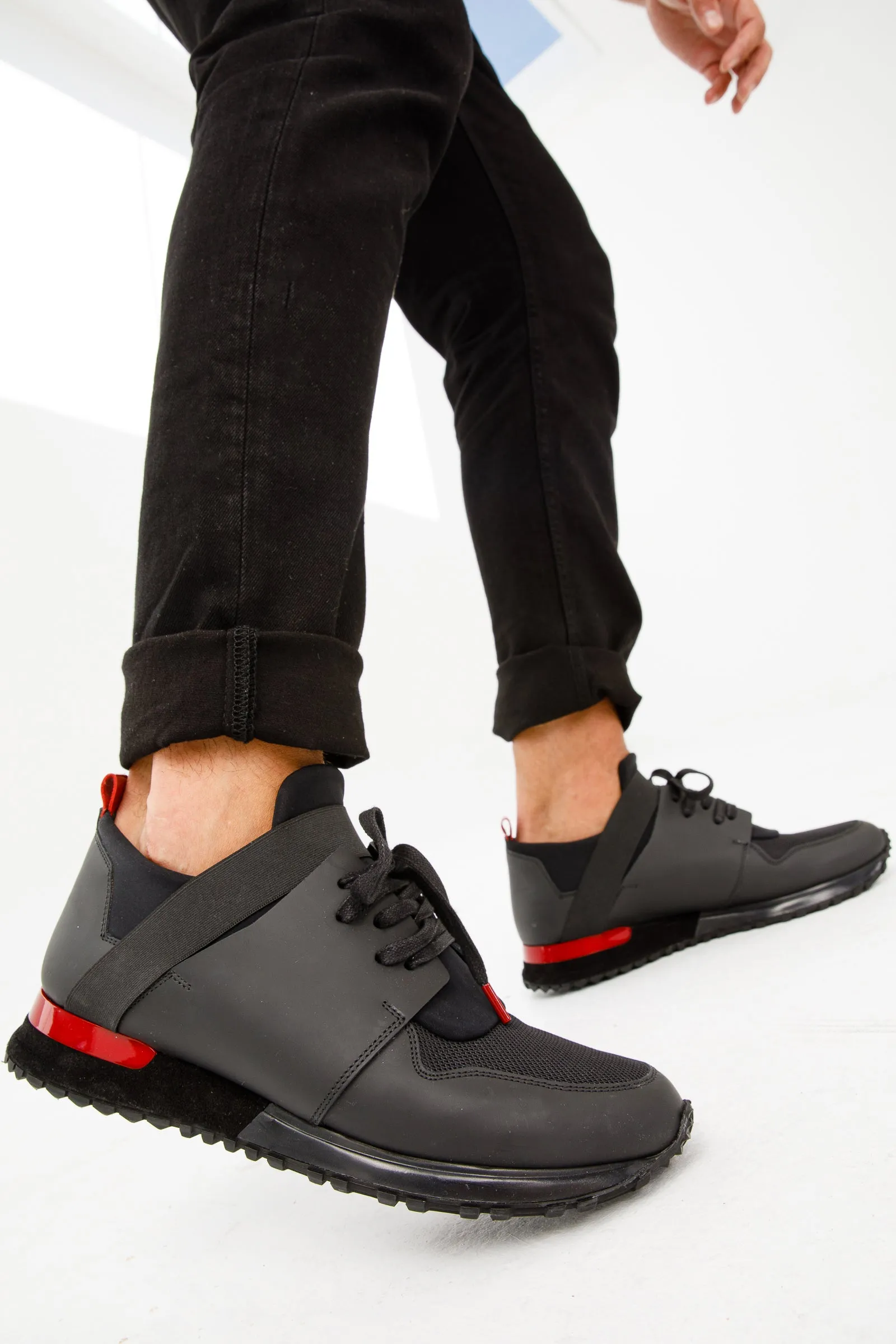 The Reno Black & Red Leather Men  Sneaker Final Sale!