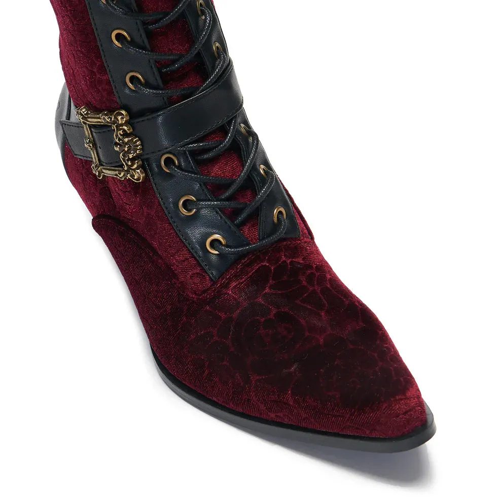 Timeless Truths Ornate Victorian Boots - Burgundy