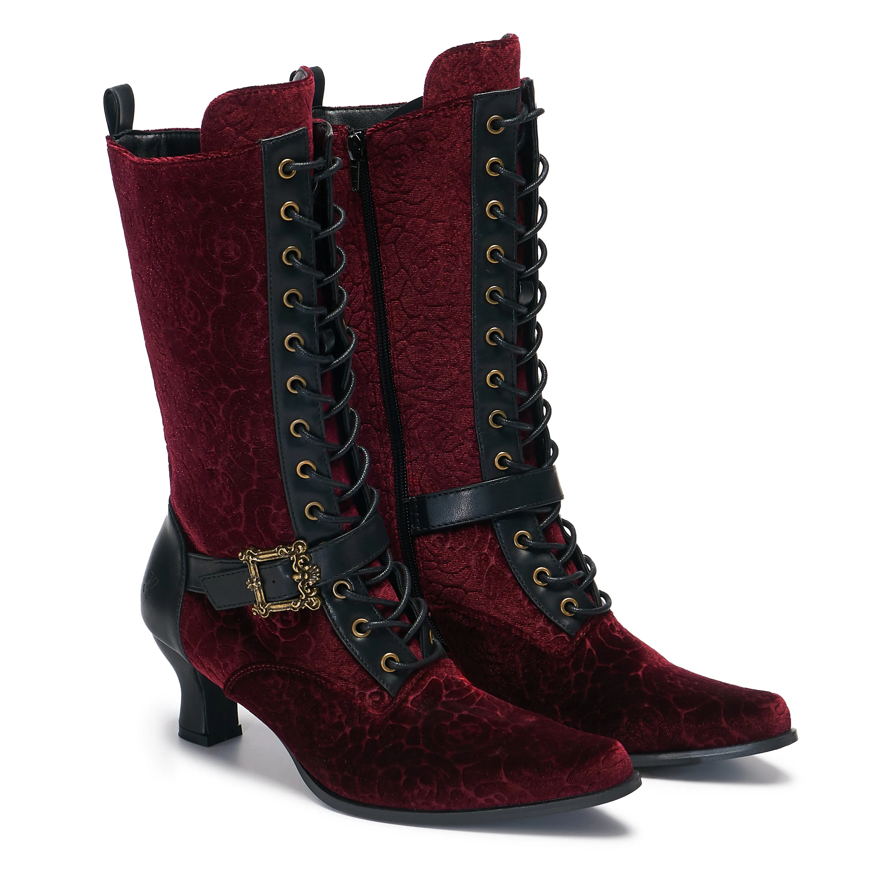 Timeless Truths Ornate Victorian Boots - Burgundy