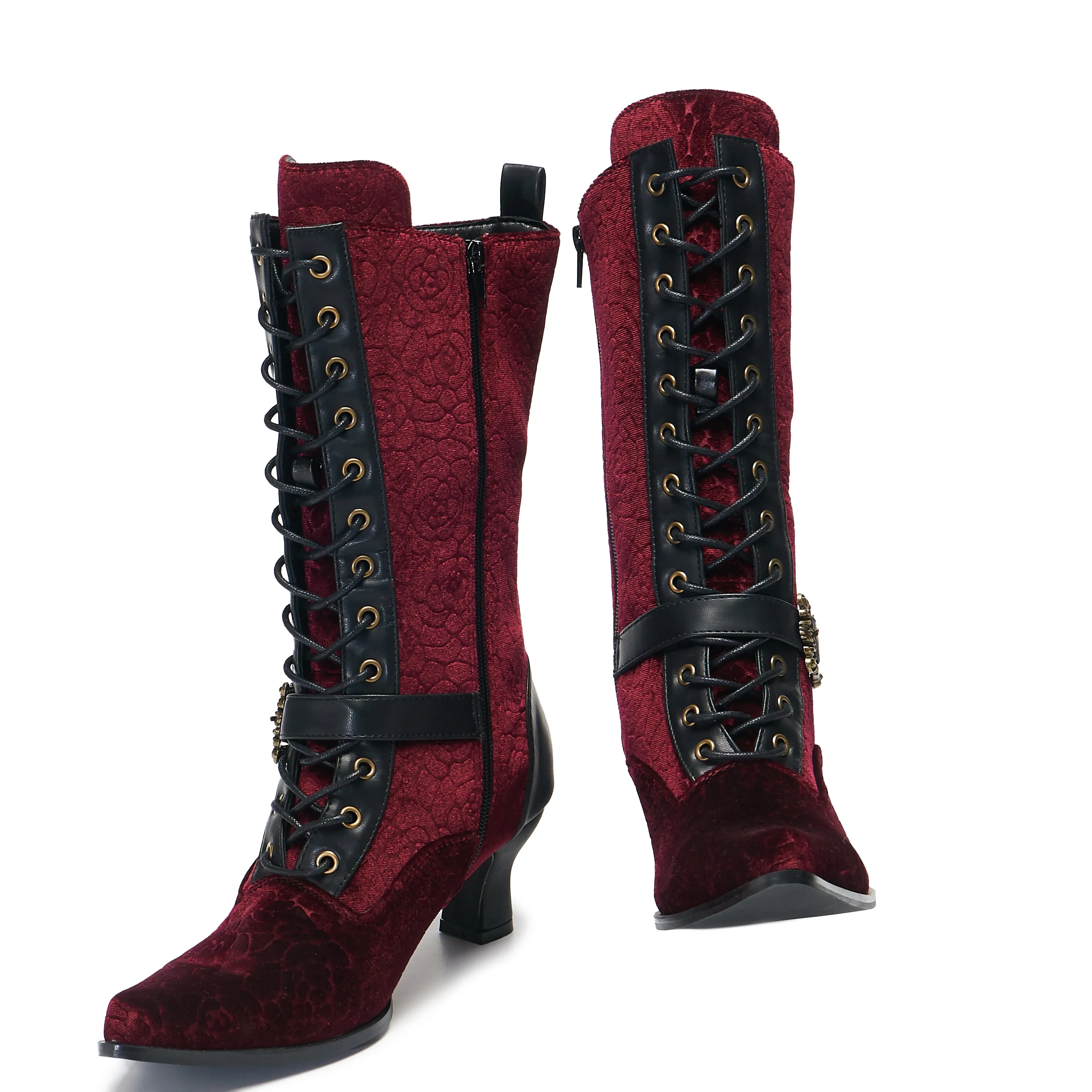 Timeless Truths Ornate Victorian Boots - Burgundy