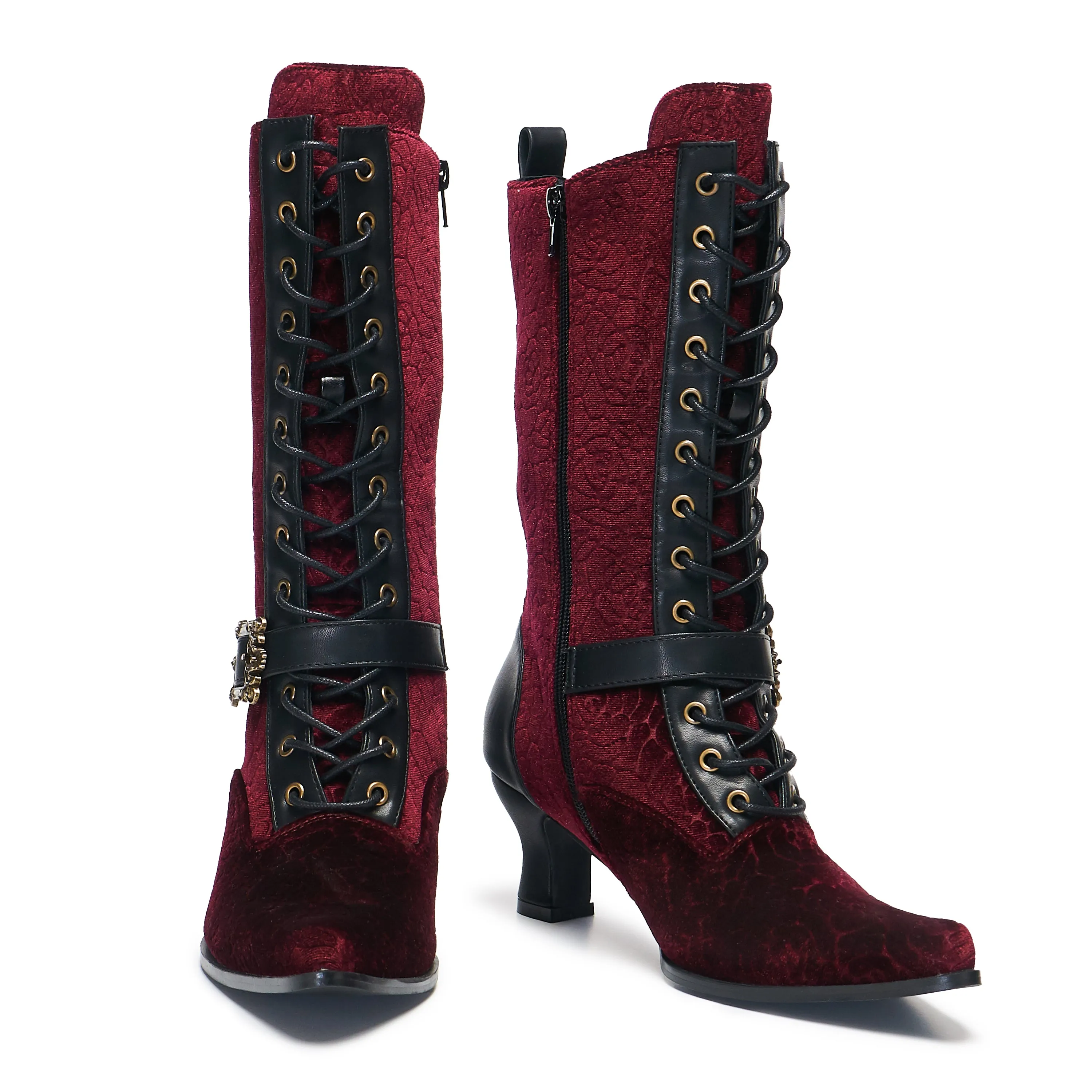 Timeless Truths Ornate Victorian Boots - Burgundy