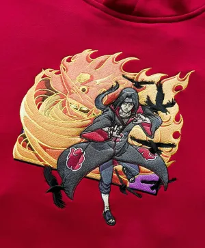 Uchiha Itachi "The Clan Killer" Crimson Red Embroidery Hoodie