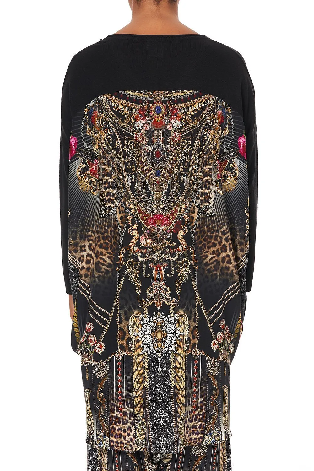 V NECK JUMPER WITH PRINT BACK GOTHIC GODDESS